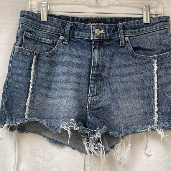 Lucky Brand Womens 10 30 The High Rise Shortie Cutoff Denim Shorts Blue Festival - Picture 2 of 12